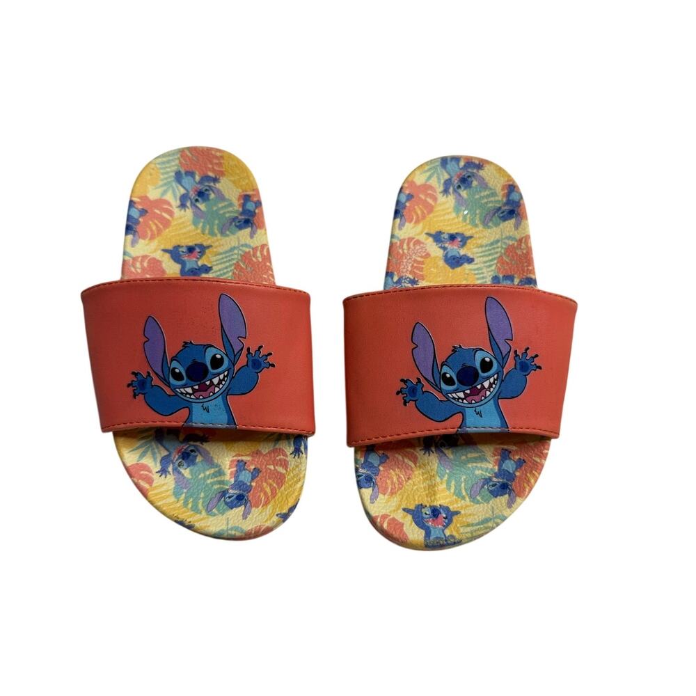 Disney Stitch Tropical Slide Sandals 9/10 Disneycore Orange Stitch Print